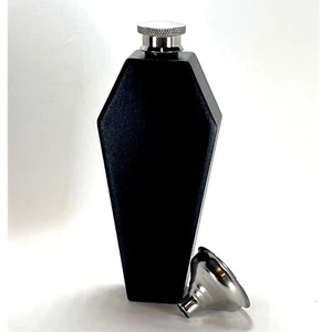 Black Gothic Coffin Hip Flask 3.5oz Stainless Steel Vampire Goth Festival Gift - Picture 1 of 2