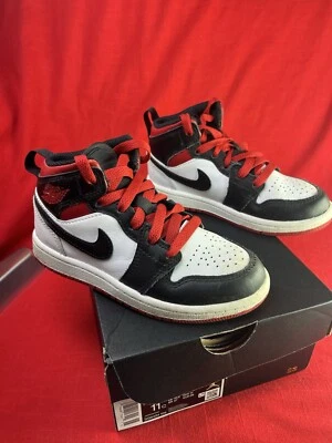 JORDAN 1 MID White Gym Red-Black (DQ8424 106) Little Kid's 11c uk 10.5 w box - Image 1 of 4