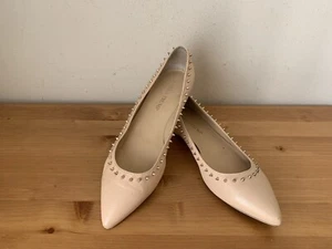 Ivanka Trump CECILLE Women sz 7 nude leather spike pointy flats shoes - Picture 1 of 11