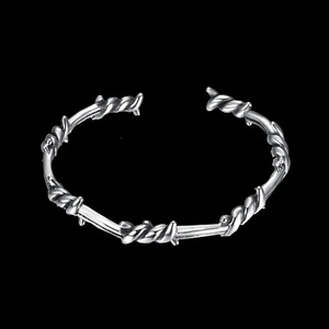 Retro tainless Steel Thorns Barbed Wire Twisted Link Bracelet Bangles Men Women - Picture 1 of 7