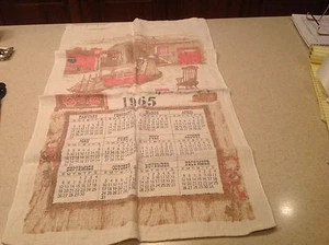 Antiguo plato de toalla de té de cocina calendario de cocina 1965 algunos desvanecidos usado - Imagen 1 de 9