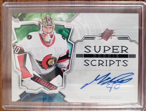 Mads Sogaard 2022-23 Upper Deck SPx Super Scripts Rookie Autograph. Senators RC.