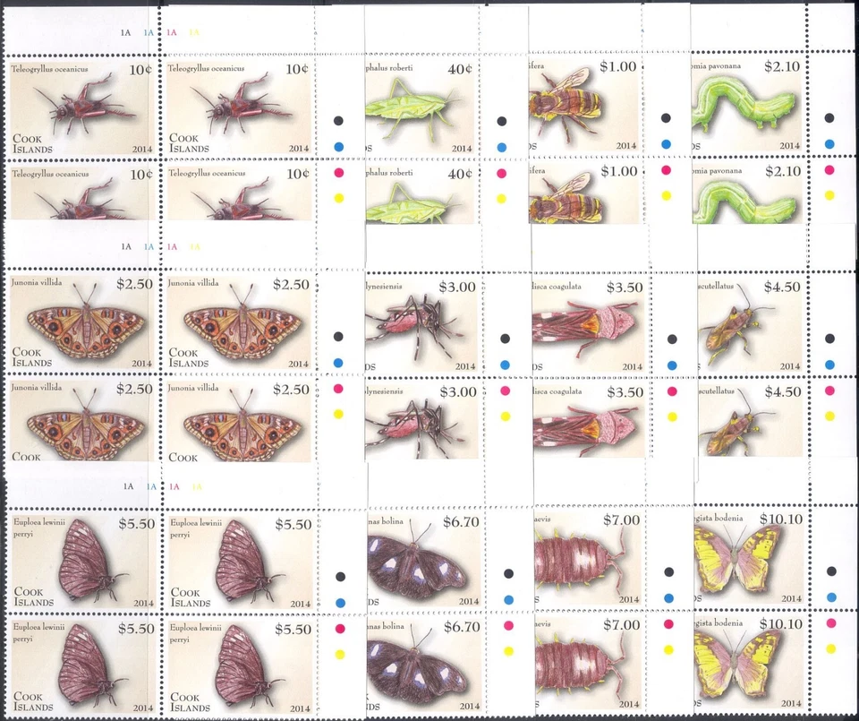 Cook Is 2014 Bee/Beetles/Butterflies/Grasshopper/Insects 12v set con/blks s5479d - Image 1 of 1