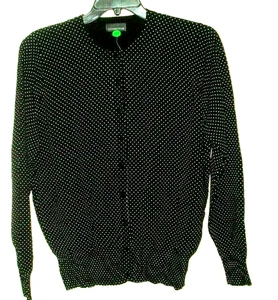 Ladies Sweater Black Dot Button Front Size XL NEW - Picture 1 of 1