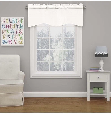 ECLIPSE Kendall Modern Scalloped Valance Rod Pocket Window Curtain 42" x 18"… - Image 1 of 4