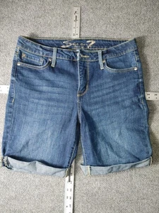 Seven 7 Sunset 9" Bermuda Shorts Capri Rolled Cuff White Size 8 - Picture 1 of 5