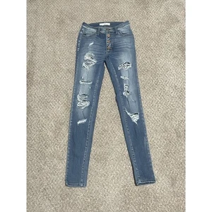 KanCan Los Angeles Damen Distressed High Rise Ankle Skinny Blue Jeans, Größe 24 - Bild 1 von 6