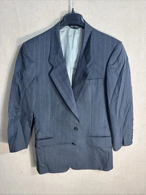 Vintage Pierre Cardin Couture Dark Grey Striped Check Blazer 40R Shortened Arms - Image 1 of 4