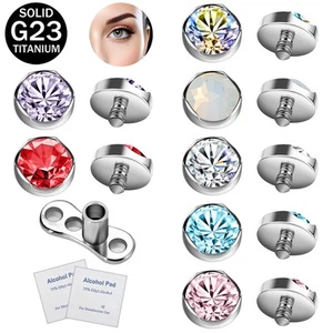 1 Pc G23 Titanium Dermal Anchor with Base Crystal Skin Piercing Body Jewelry - Picture 1 of 31