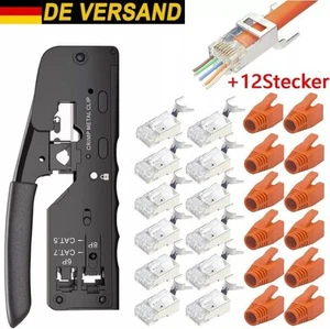 RJ45 crimpzange set Netzwerk Werkzeug für Netzwerkstecker CAT6/CAT7+12 Stecker - Bild 1 von 18