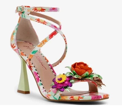 NUEVAS Sandalias Betsey Johnson Erikk Coloridas Flores Tacón Alto Para Mujer Talla 7 Foto 1 de 4