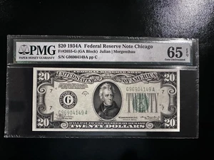 1934A $20 FRN Chicago – PMG 65 EPQ Gem Unc – Fr. 2055-G – Crisp & Bright - Picture 1 of 2