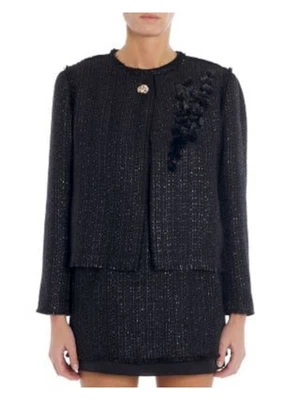 Chaqueta LANVIN Mujer Negra con Flecos Top Cierre a Presión Fiesta Frente Abierto 36 Foto 1 de 4