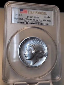 2019-P 2.5 oz American Liberty Silver Medal High Relief First Strike PCGS SP70 - Picture 1 of 7