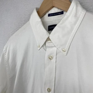 LANDS END Shirt Mens 16 35 Supima Hyde Park Oxford Button Down Cotton White - Picture 1 of 10