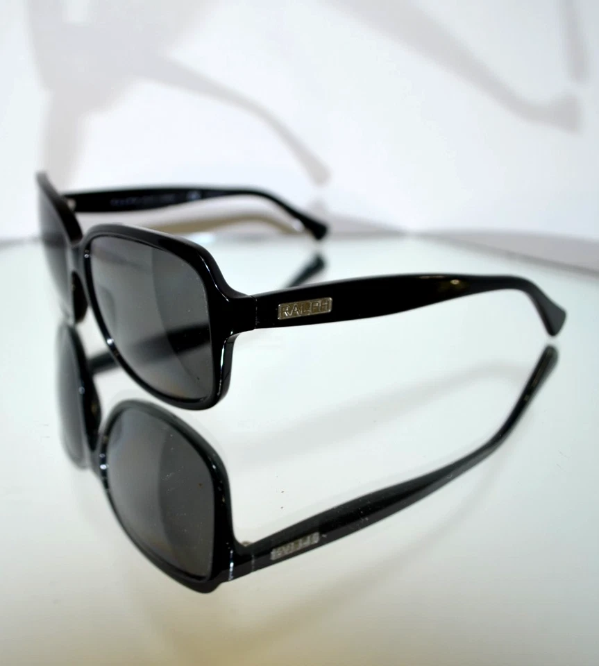 Ralph Lauren Logo Sunglasses Black/Silver Black Lenses Oversized RA5216 1377/11 - Image 1 of 4