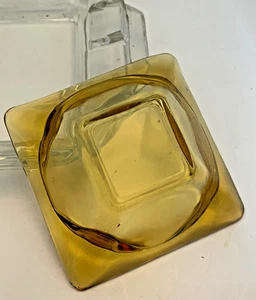 VNTG MCM Rectangle & Square Glass Ashtrays yellow/amber 3.5" rectangle 5.25" - Picture 1 of 6