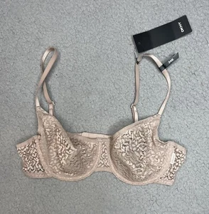 Sujetador Demi DKNY moderno transparente de encaje sin forrar talla 34B beige nuevo con etiquetas - Imagen 1 de 8