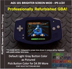 Nintendo Game Boy Advance System AGS101 mod retroilluminato - schermo in plastica - BLU - Foto 1 di 2
