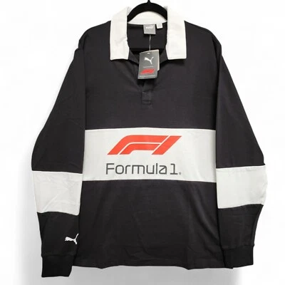 Formula 1 Rugby Polo Shirt Mens XL Black White Licensed Puma F1 Racing NEW w Tag - Image 1 of 4