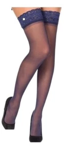 Lace Top Hold Ups Sheer Luxury Super Glossy Holdup  Stay Up Stockings for Women - Picture 1 of 38