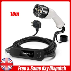 10m EV Charging Cable Type 2 Plug 3 Pin 13A Electric Vehicle Car Charger Device - Picture 1 of 16