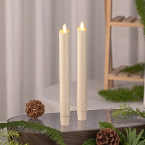 Luminara Flameless Battery Taper Candles Set of 2 Remote Moving Wick Ivory 8" - Picture 1 of 9