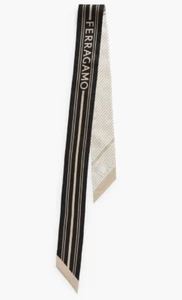 NEW WITH TAGS FERRAGAMO Focus Stripe Print Silk  Scarf - Picture 1 of 3