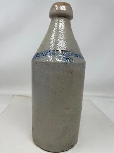 Hiram Wheaton 1875 Large Stoneware Bottle New Bedford MA Sturdy Strong Jug Cup - Picture 1 of 6