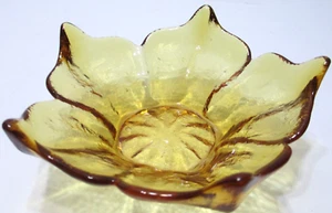 Vintage Viking Glass Bowl Epic Stockholm Spike Amber 6 1/4" D - Picture 1 of 5