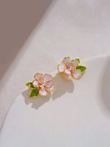 Exquisite 925 Silver Camellia Necklace and Earrings Set Global Gift - Picture 1 of 9