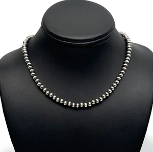 Popular Sterling Silver Navajo Pearls Native American 4mm Bead Necklace - Picture 1 of 92