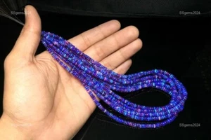 Rondelle Smooth Loose Beads Strand Jewelry 2-3 mm Natural Blue Ethiopian Opal - Picture 1 of 5