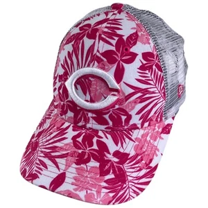 Cincinnati Reds MLB Ladies Pink Hawaiian Flowered Hat Cap New Era 9FORTY Youth - Picture 1 of 9