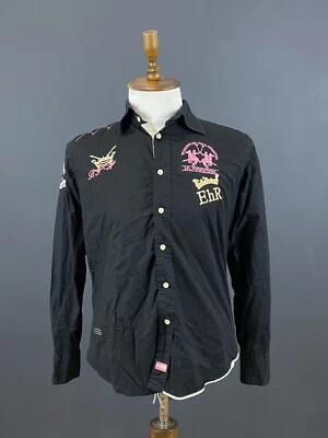 La Martina Queens Polo Society Black Long Sleeve Button Down Shirt Size M - Image 1 of 4