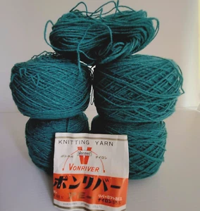 Vintage Vonnel Yarn Vonriver Japan 65% Rayon 35% Nylon Blue Green 18wpi 200g - Picture 1 of 5