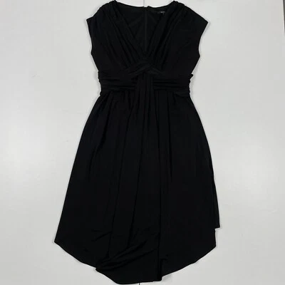 Vestido Linea 10 Negro Sin Mangas Midi Cuello en V Liso - Imagen 1 de 4