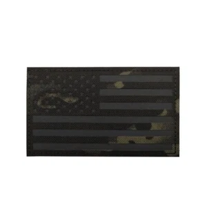 REFLECTIVE IR USA US AMERICAN FLAG ARMY TACTICAL HOOK PATCH BLACK CP BIG SIZE - Picture 1 of 3