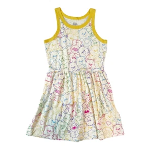 Care Bears Tank Dress Size 7-8 Yellow Sleeveless Rainbow Colorful Retro - Picture 1 of 4