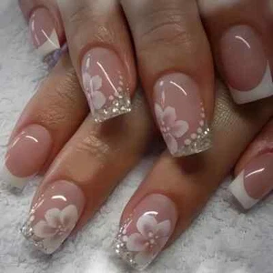 Show Your Beauty 24pcs Square Nails Classic Elegant Pink Flowers White Polka Dot - Picture 1 of 3