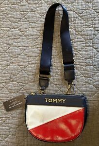 TOMMY HILFIGER Red White Blue Spell Out Crossbody Bag Convertable Belt Bag