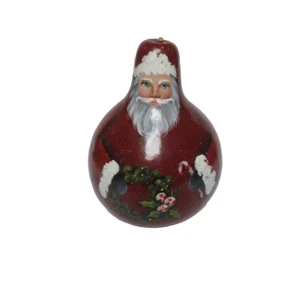 Calabaza grande vintage de Papá Noel Navidad arte popular artista firmado 10" usado - Imagen 1 de 7