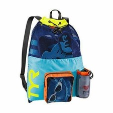 TYR Big Mesh Mummy Swimming Backpack 25 Litre Blue Yellow