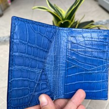 Blue  DOUBLE SIDE Alligator Crocodile Leather Credit Card Holder,Wallet for men