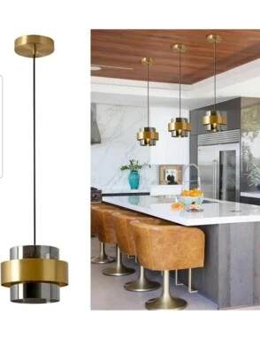 LED Pendant Light Chandelier Ceiling Brass Lamp Fixture Bulb Glass Lampshade - Image 1 of 4