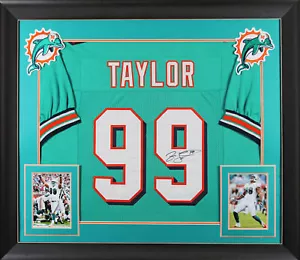 Jason Taylor Authentic Signed Teal Pro Style Framed Jersey Autographed JSA Wit - Picture 1 of 2