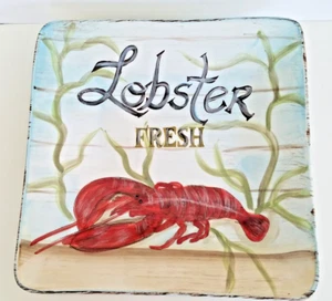 Certified International Kate McRostie LOBSTER PLATE 9x9" 1" deep CERAMIC - Picture 1 of 7