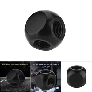 G1/4" Metal Spherical Tube 4 Ways Fitting Connector for PC Water Cooling Black - Afbeelding 1 van 8