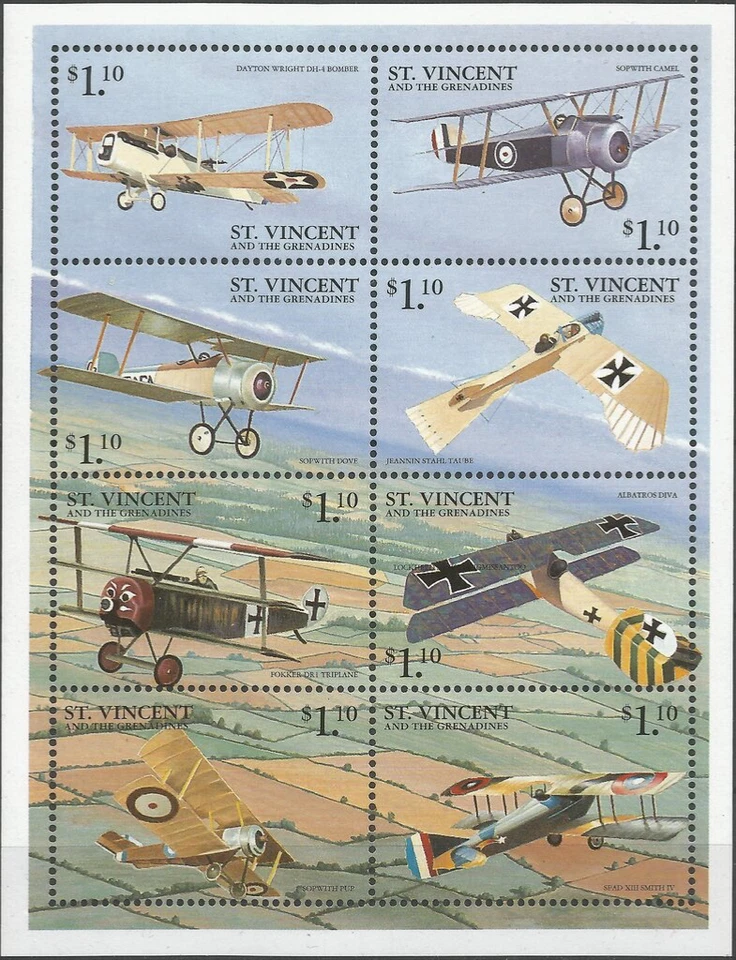 St Vincent #SG4280-SG4287 MNH M/S 1999 Historia de la Aviación [2691] Foto 1 de 1