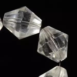 Lot (8) vintage Deco crystal clear bicone faceted Czech glass beads 16mm - Picture 1 of 3